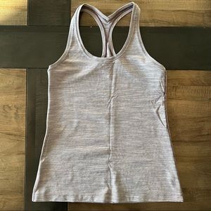 EUC Lululemon Cool Racerback Tank Top - 12 - Space Dye Gray + White